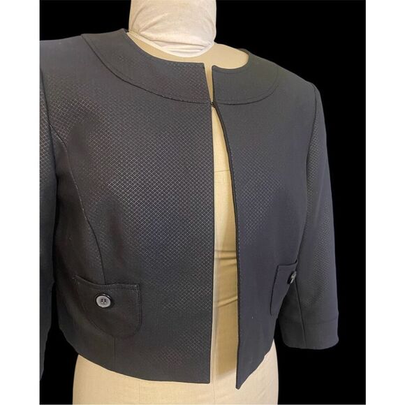 Alex Marie Open Dressy Cocktail Jacket Sz. 10 Black Cropped Textured - Picture 2 of 8
